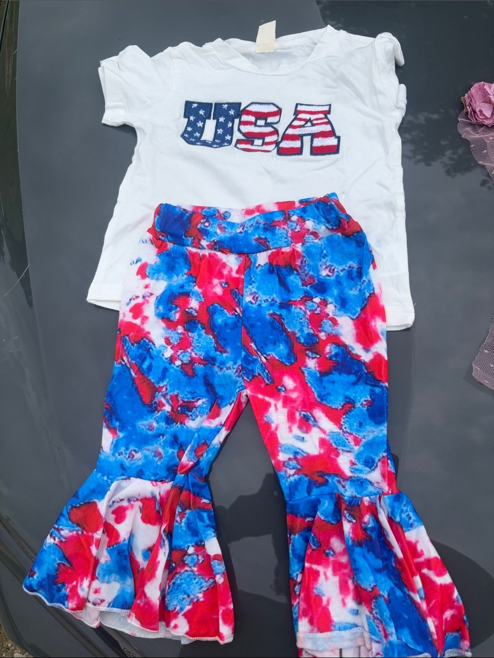 2 piece flare pants and USA shirt for baby